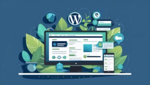 How to Make a WordPress Website in 2025 showing a desktop and mobile screen with modern design icons and WordPress logo.