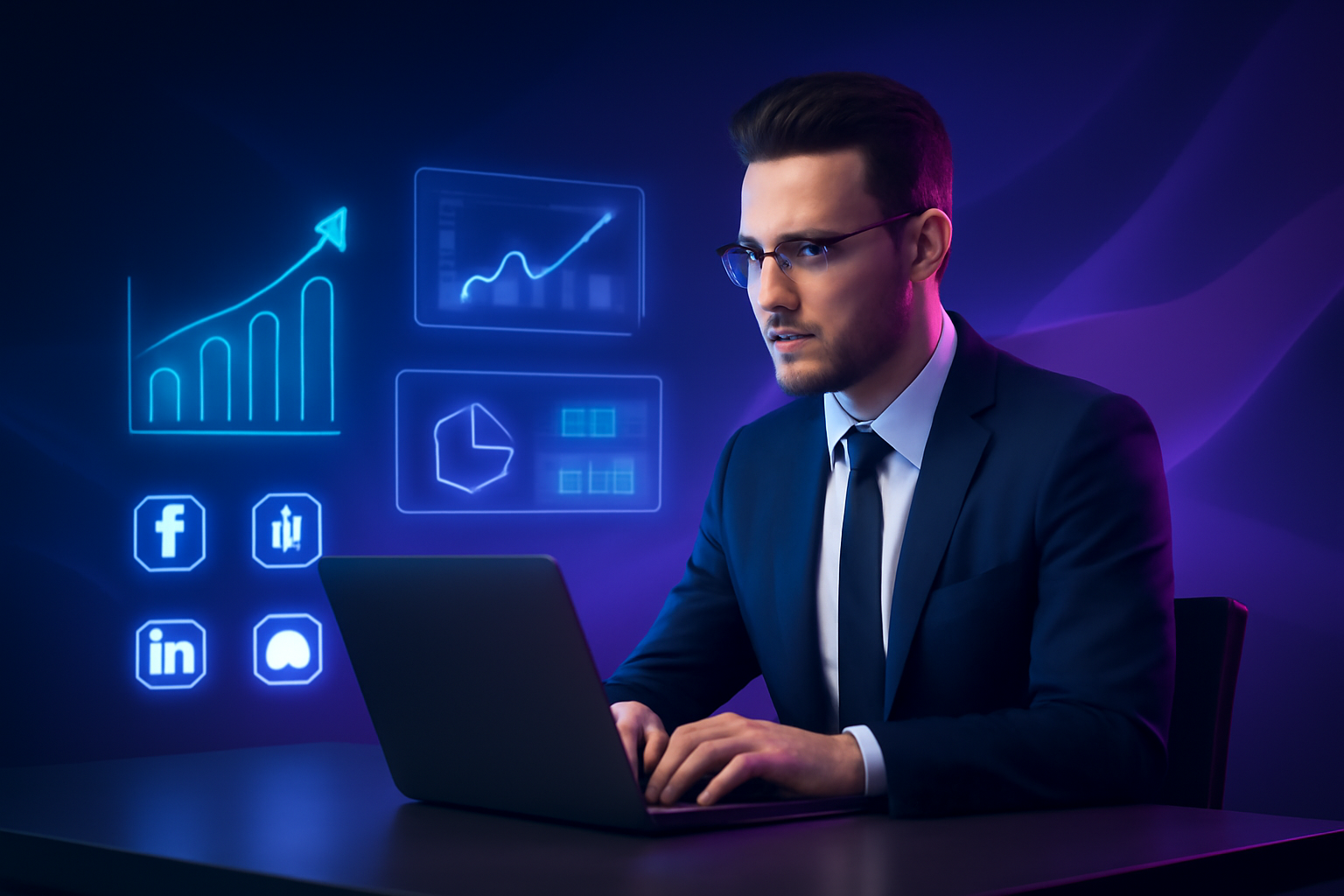 jujhar digital SEO agency professional working on laptop for digital marketing and social media services